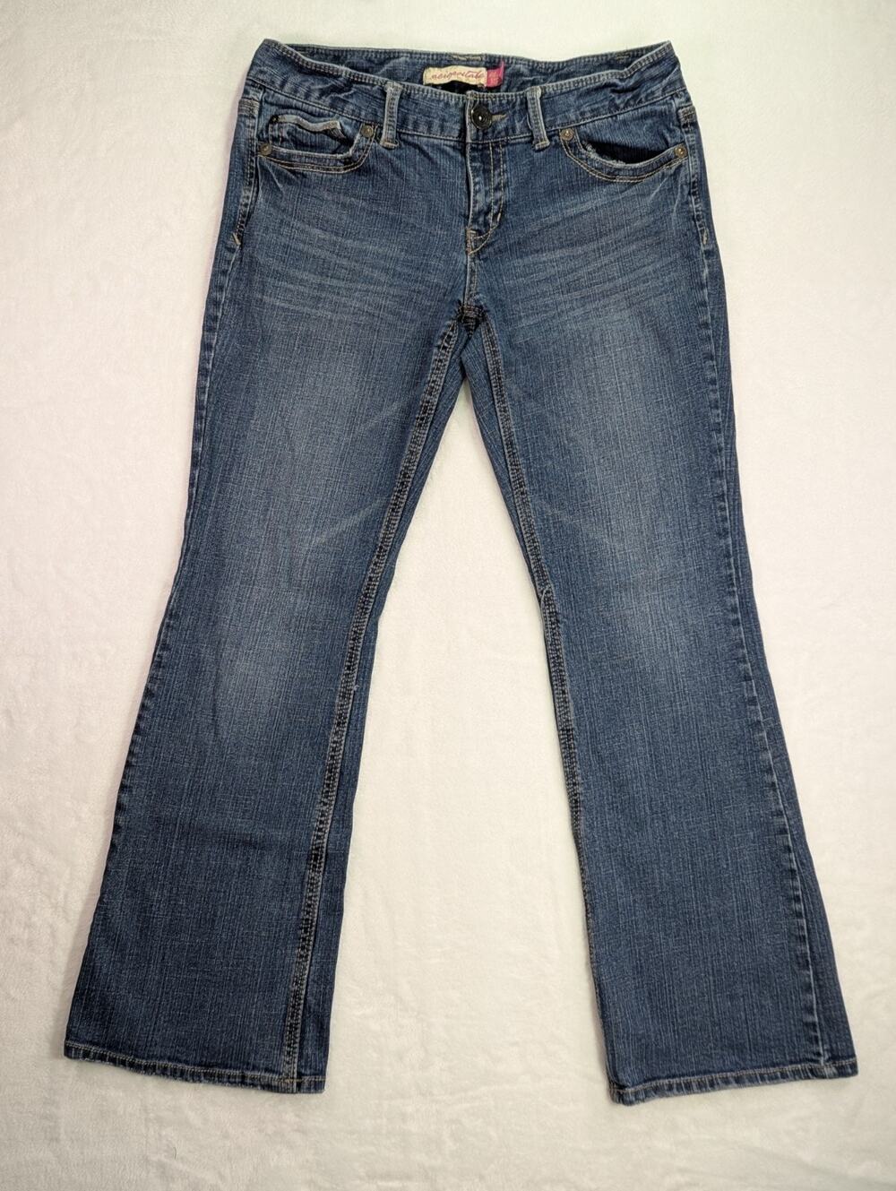 VINTAGE Y2K Aeropostale Hailey Skinny Flare Rhinestone Pocket Jeans 11